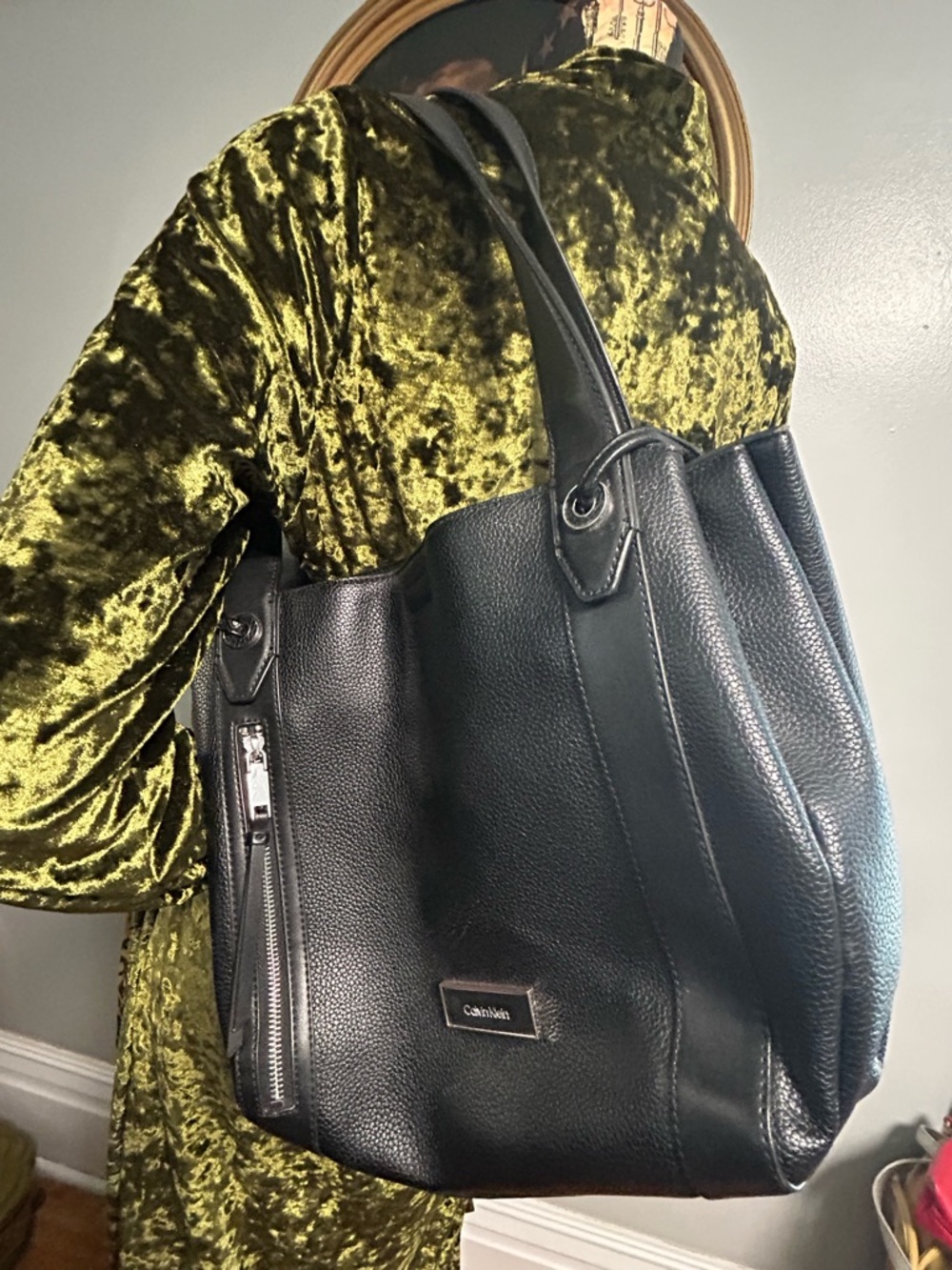 Calvin Klein Black Pebbled Leather Tote